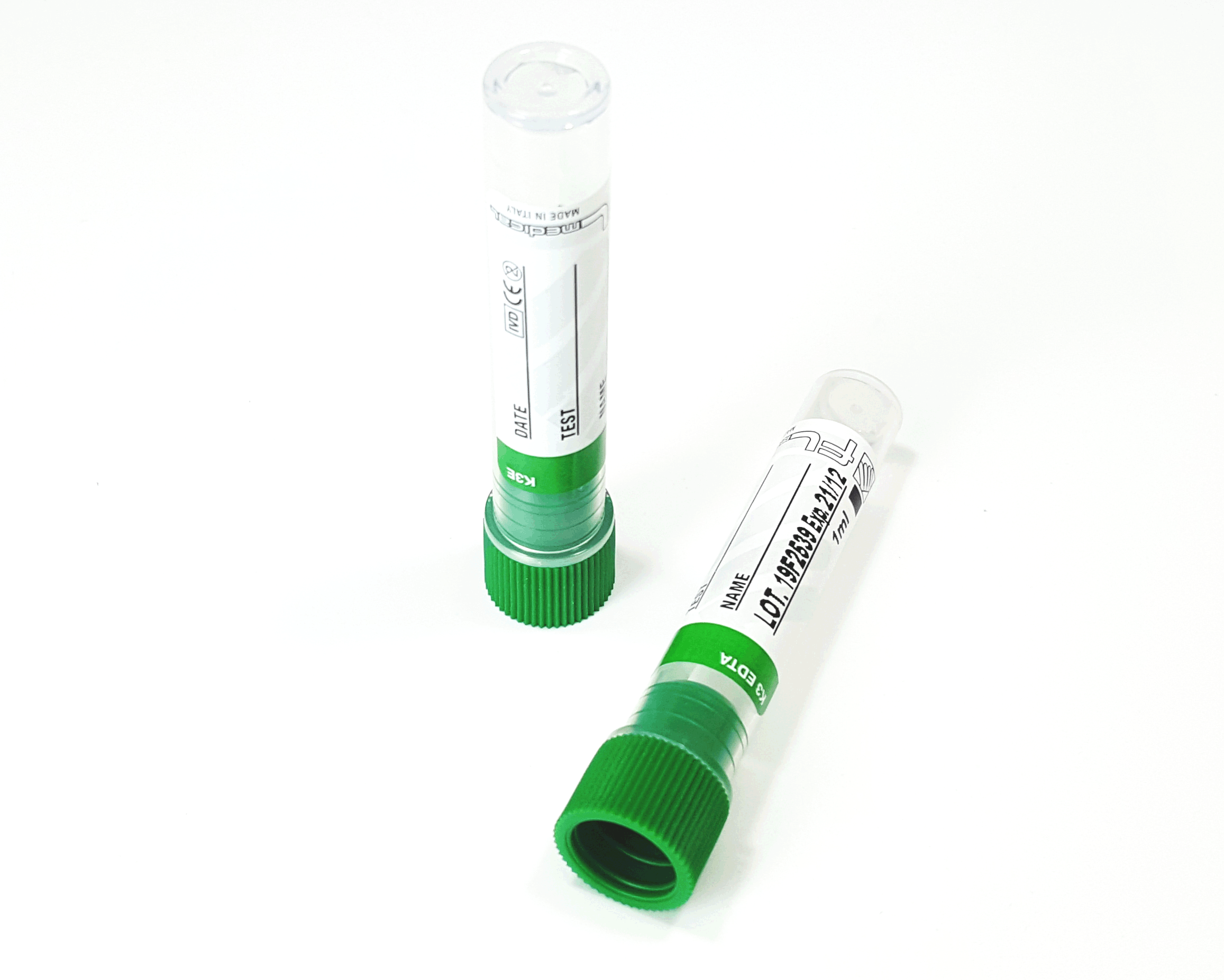 FL. MEDICAL K3EDTA 1ml 12x56mm (GREEN) 22108