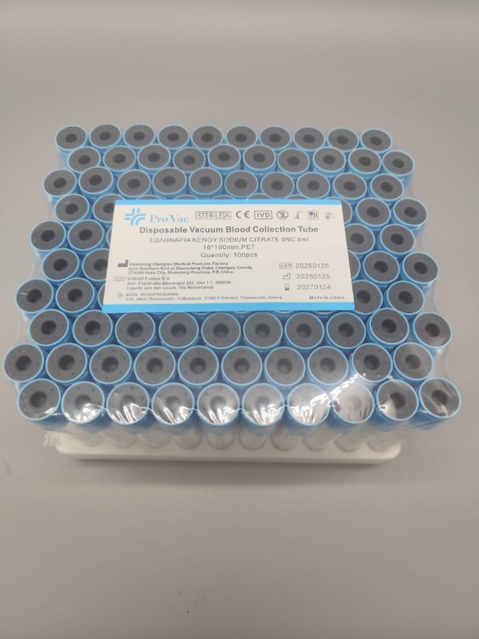 P.R.P. PROVAC 16x100mm SODIUM CITRATE 3.2% 8ml  BLUE